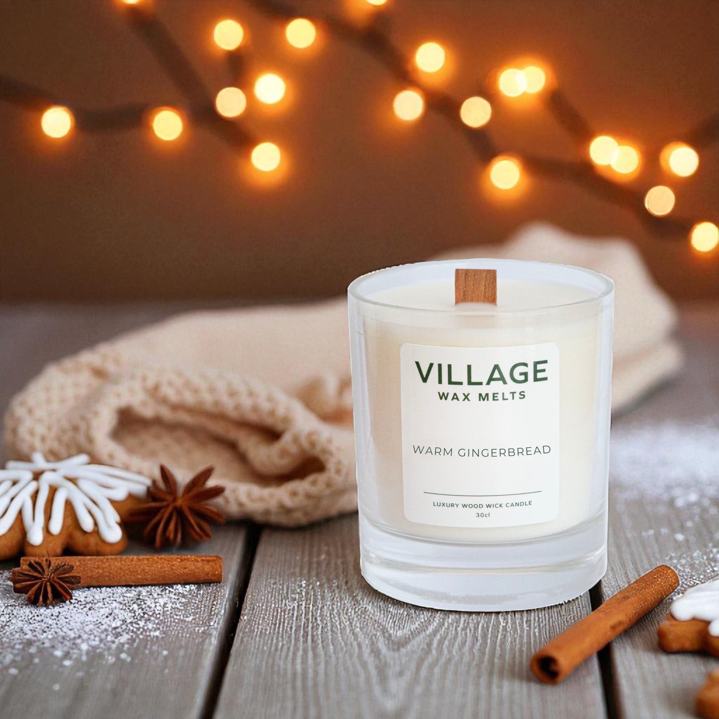 Warm Gingerbread Wood Wick Candle 30cl