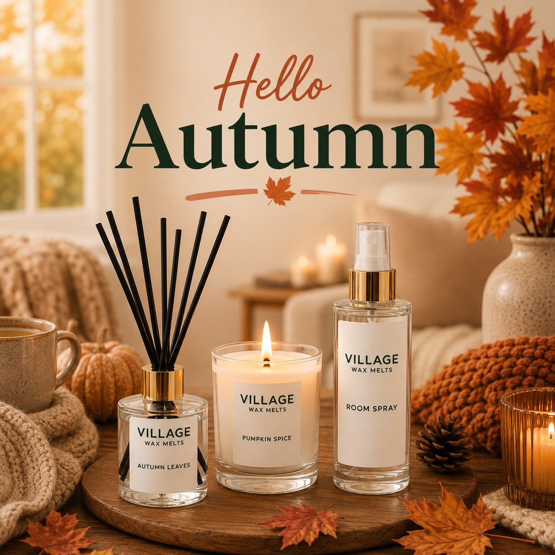 Autumn reed diffuser, candle and room spray 