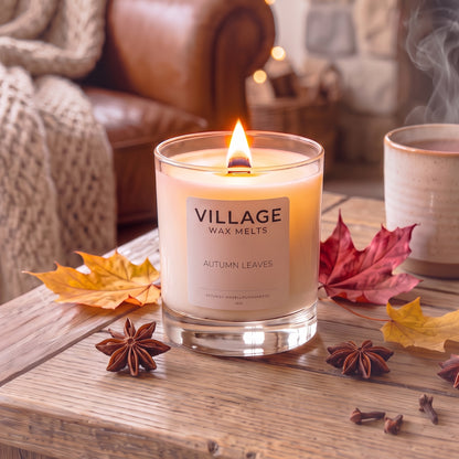 Autumn Leaves Wood Wick Candle - Glass Jar
