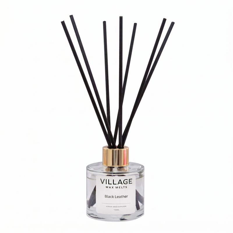 Black Leather Reed Diffuser 150ml with 7 Reed Sticks