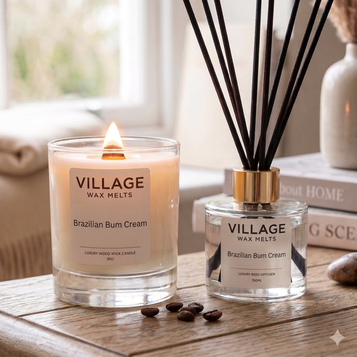 Wooden Wick Candle & Reed Diffuser Set (Choose Your Fragrance)