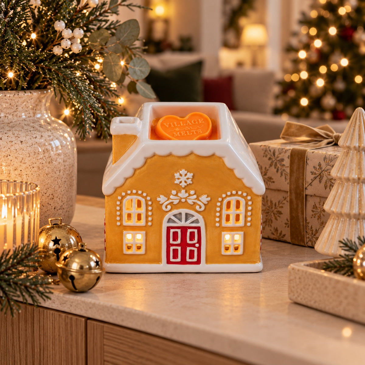 Candy Cane Gingerbread House Wax Burner