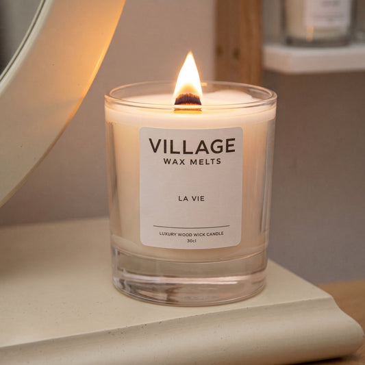 La Vie Wood Wick Candle - Glass Jar