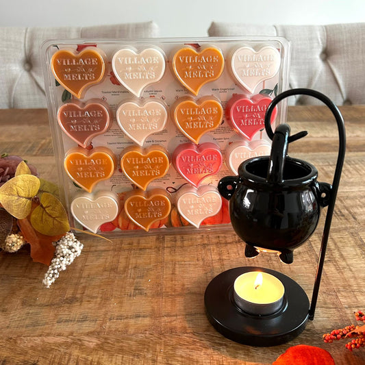 Hanging Cauldron Wax Burner & Autumn Scents Sample Box Bundle