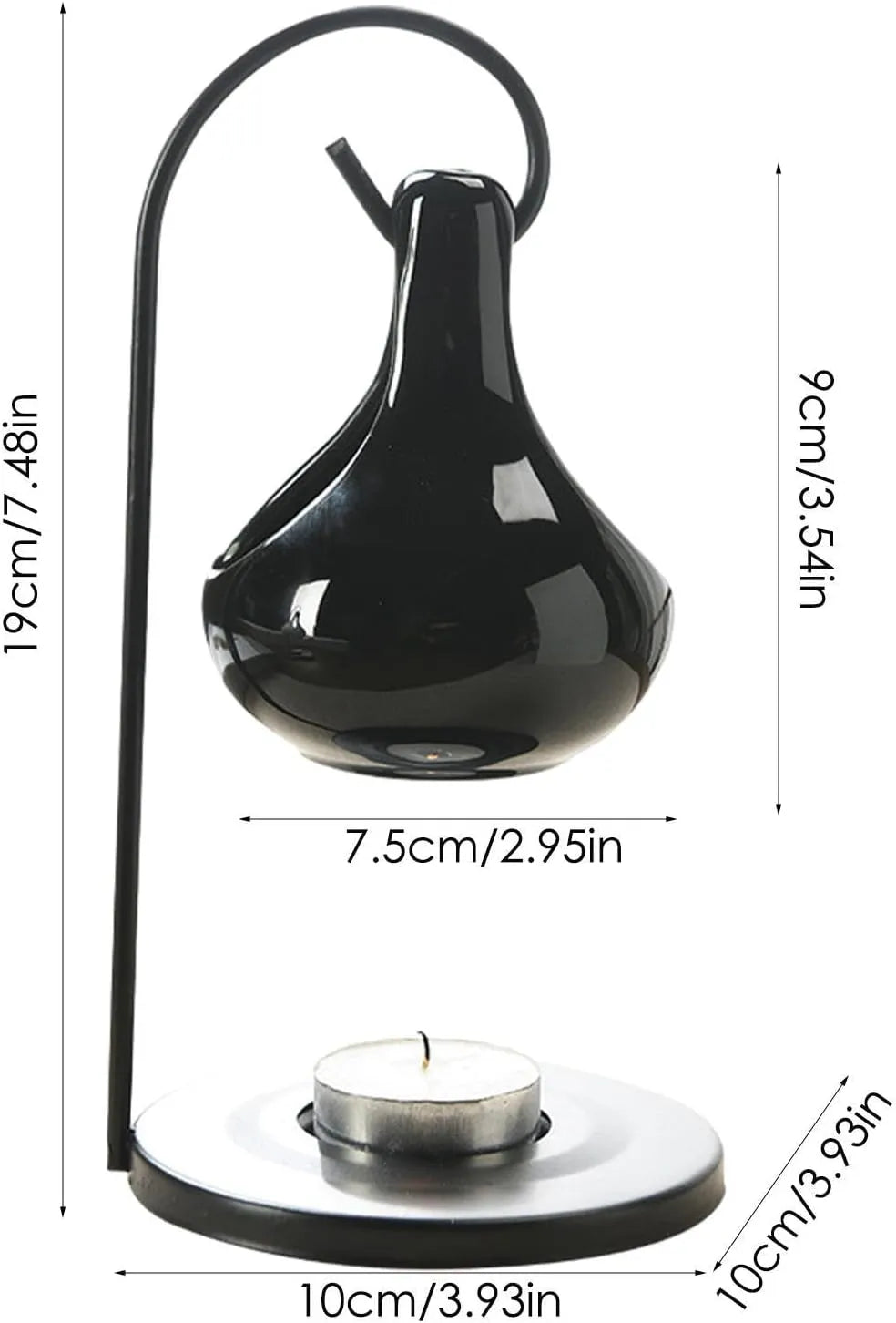 Black Hanging Teardrop Ceramic Wax Burner - Village Wax Melts