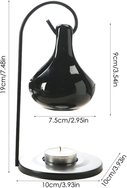 Black Hanging Teardrop Ceramic Wax Burner - Village Wax Melts