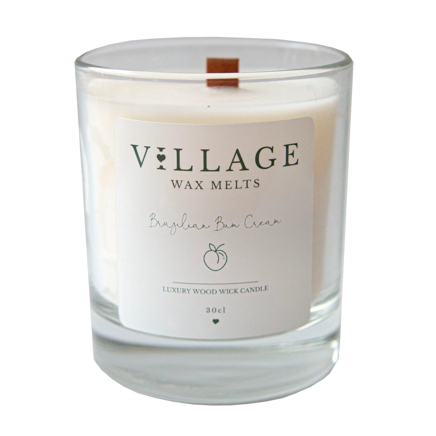 Brazilian Bum Cream Wood Wick Candle 30cl - Village Wax Melts