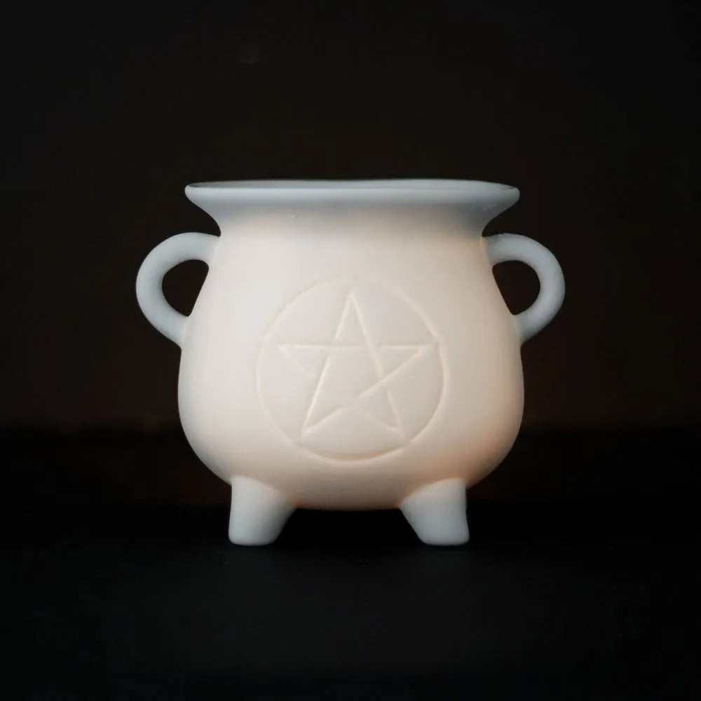 Matt White Pentagram Wax Melt Burner - Village Wax Melts