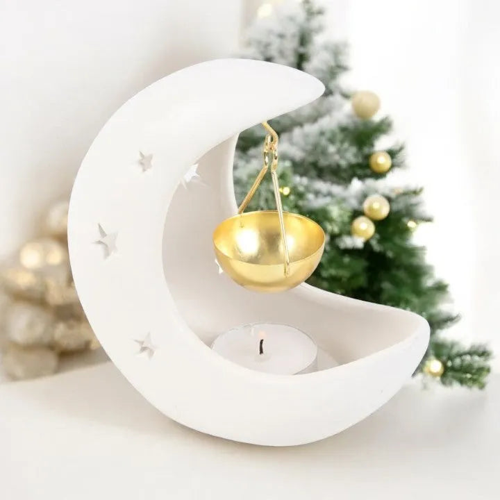 White Crescent Hanging Moon Burner - Village Wax Melts