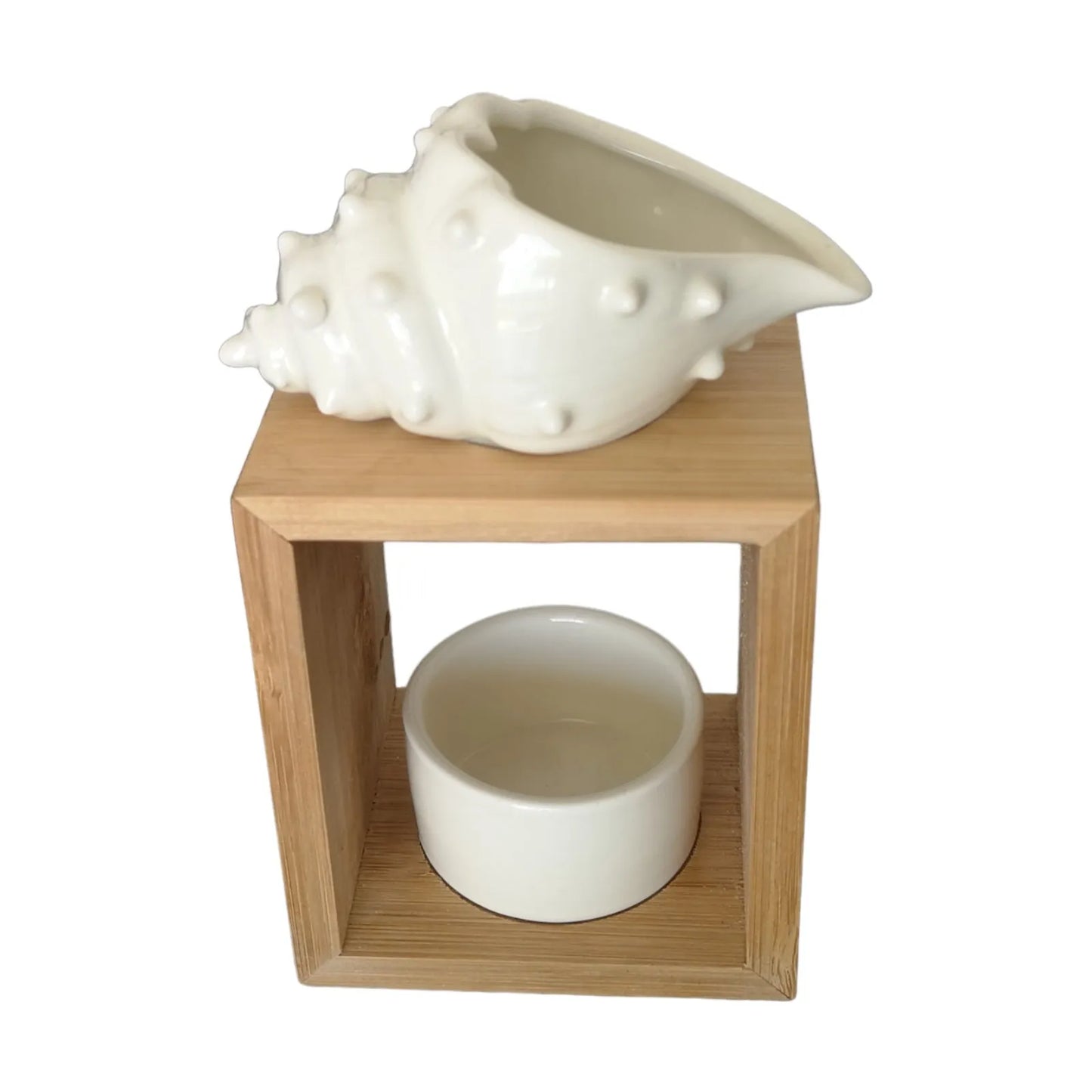 White Shell Bamboo Wax Melt Burner - Village Wax Melts