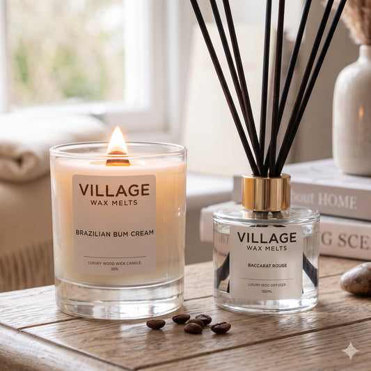 Wooden Wick Candle & Reed Diffuser Set (Choose Your Fragrance)