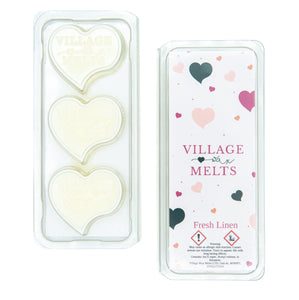 3x Fresh Linen Wax Melts Hearts - Village Wax Melts