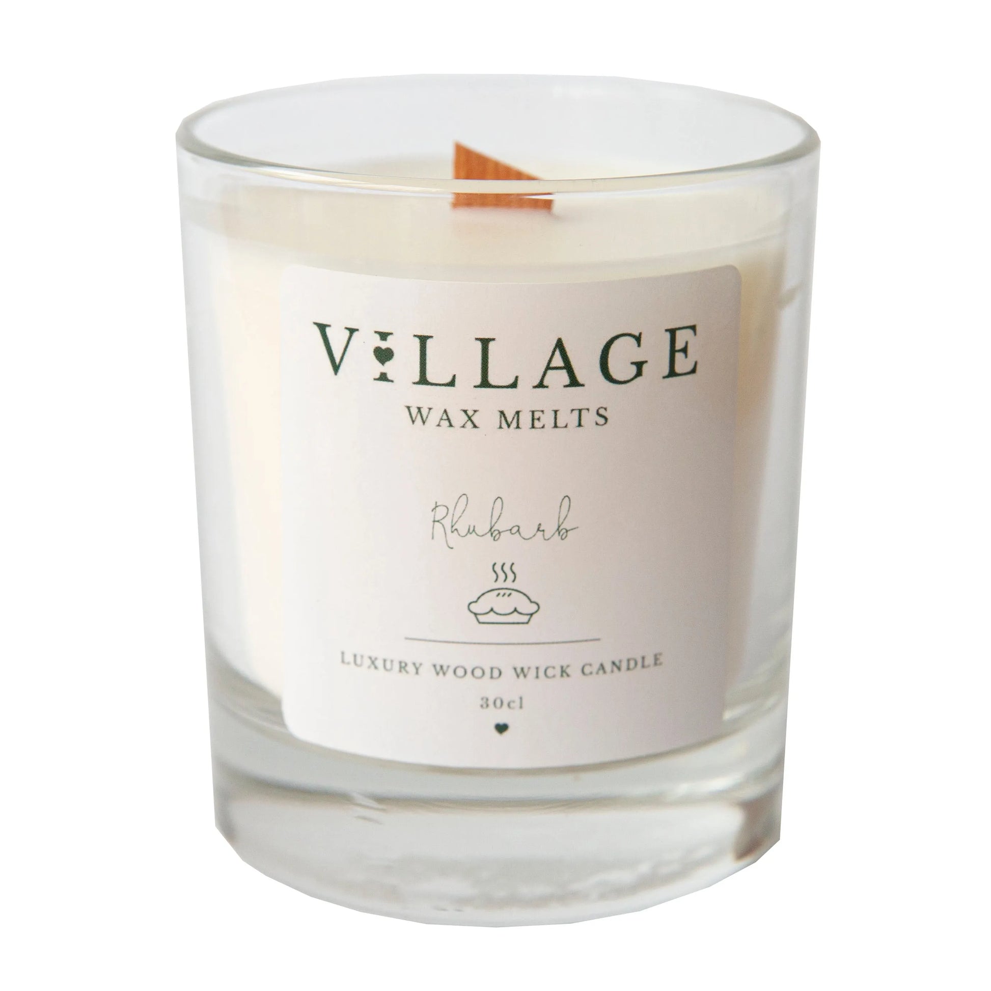 Rhubarb Wood Wick Candle 30cl - Village Wax Melts