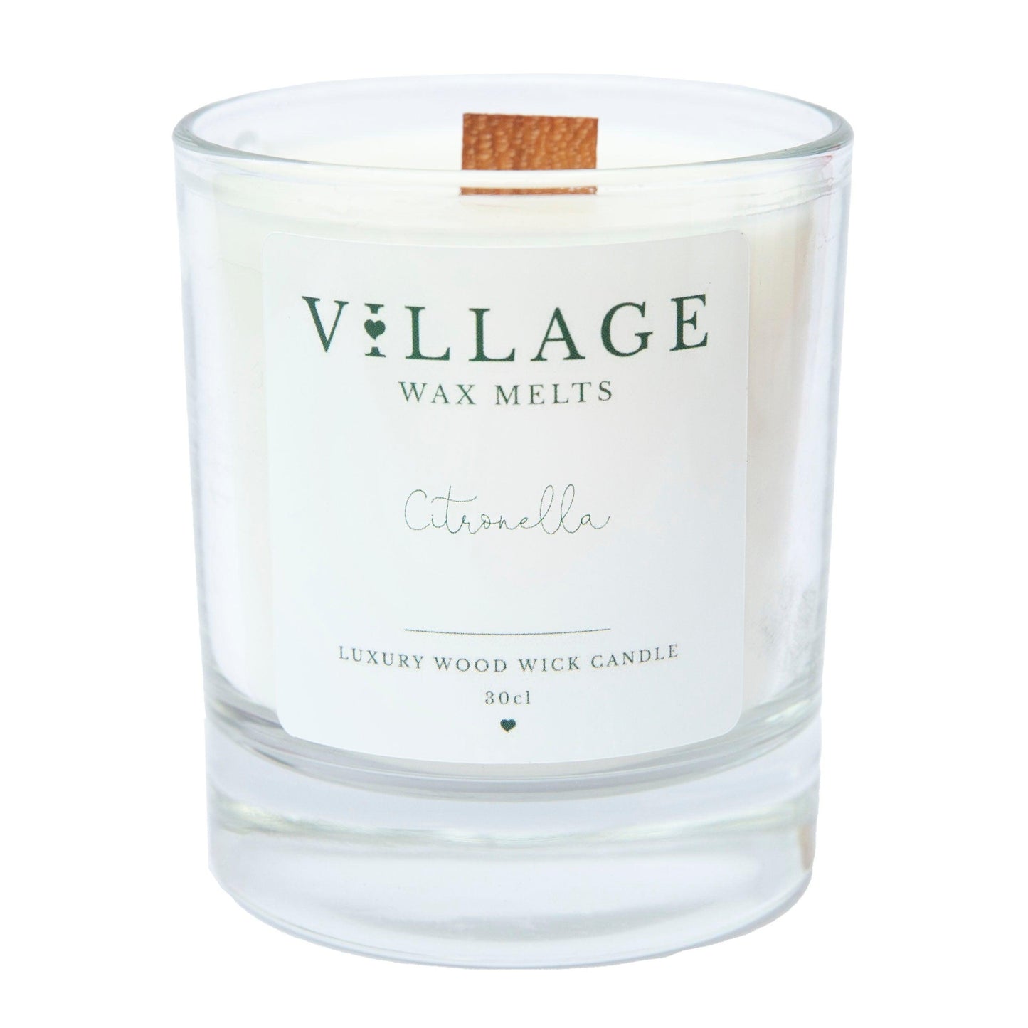 Citronella (Mosquito/Bug Repellent) Essential Oil Wood Wick Candle - Village Wax Melts