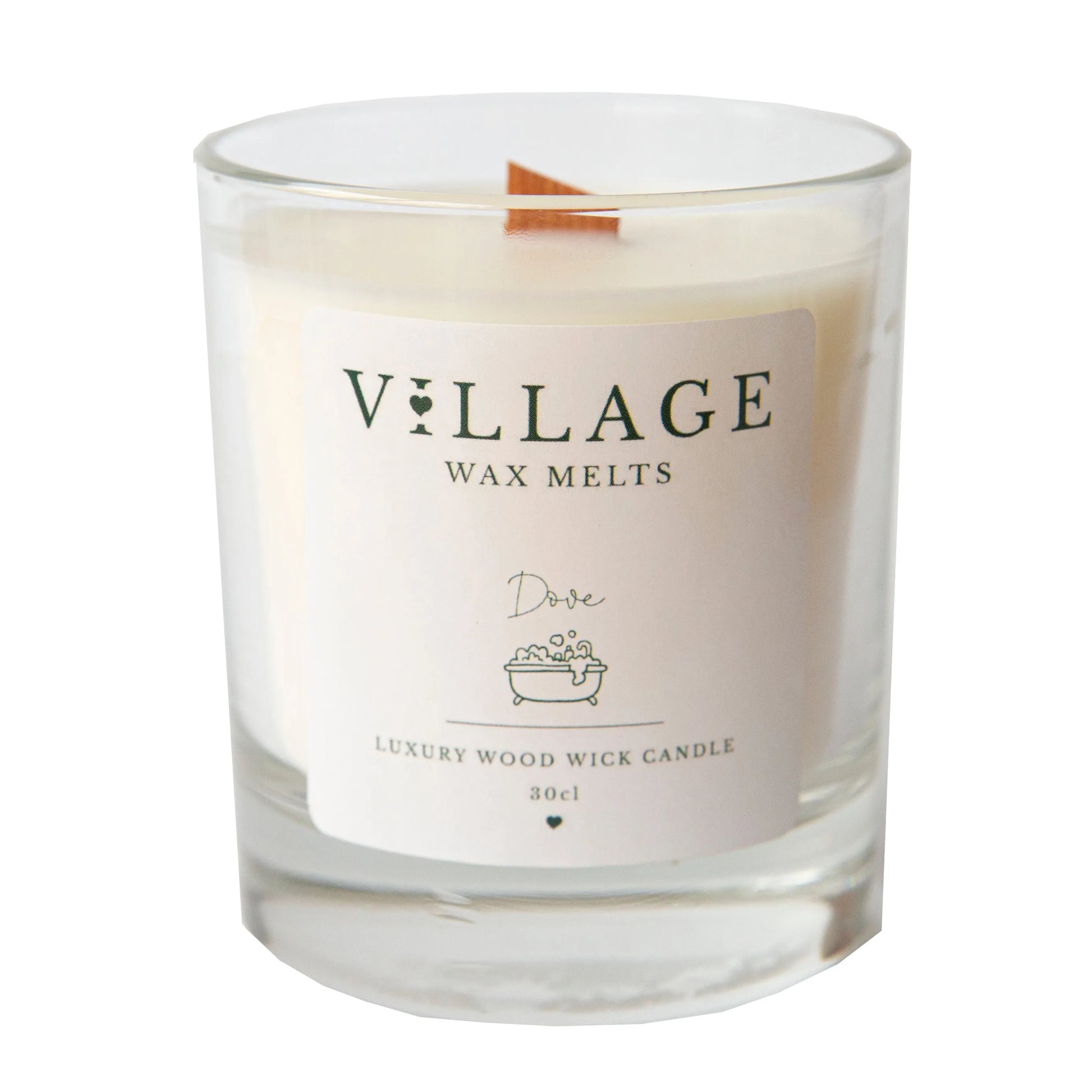 Dove Wood Wick Candle 30cl - Village Wax Melts