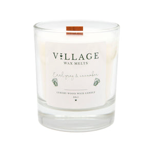 Earl Grey & Cucumber Wood Wick Candle 30cl - Village Wax Melts