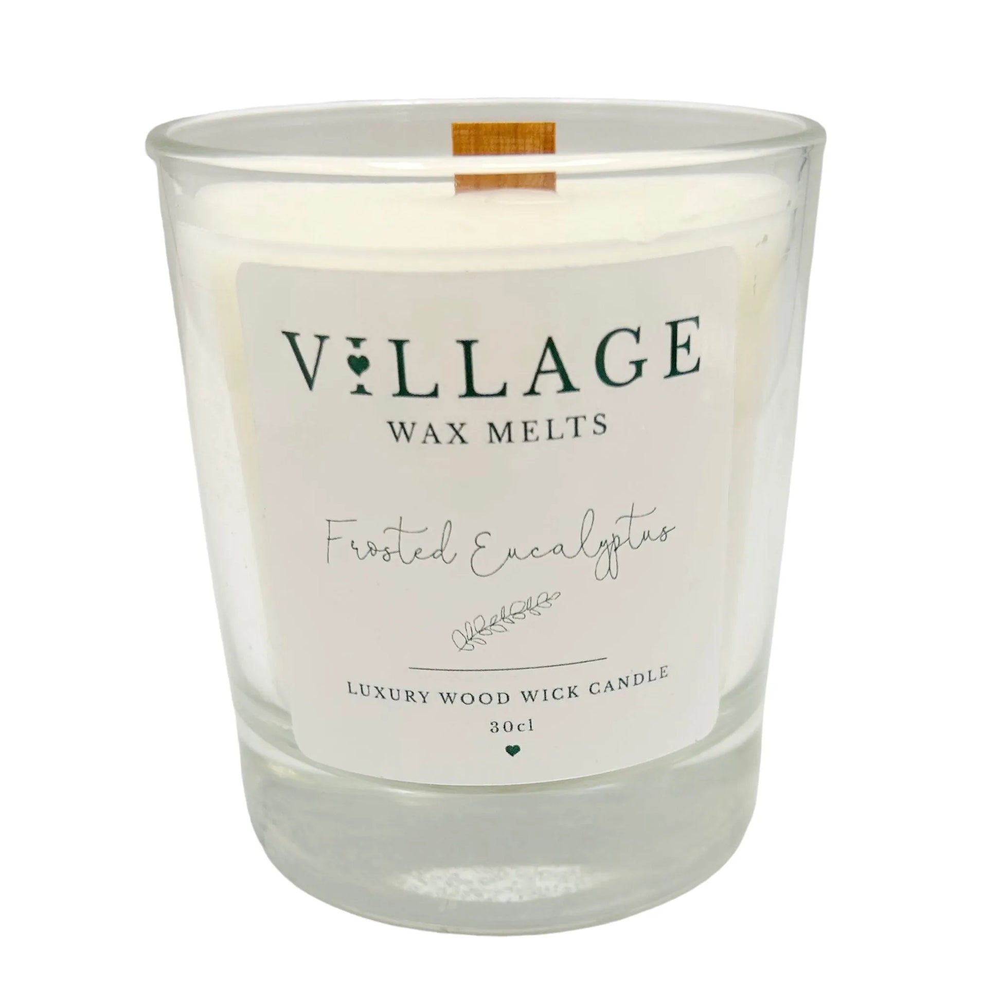 Frosted Eucalyptus Wood Wick Candle 30cl - Village Wax Melts