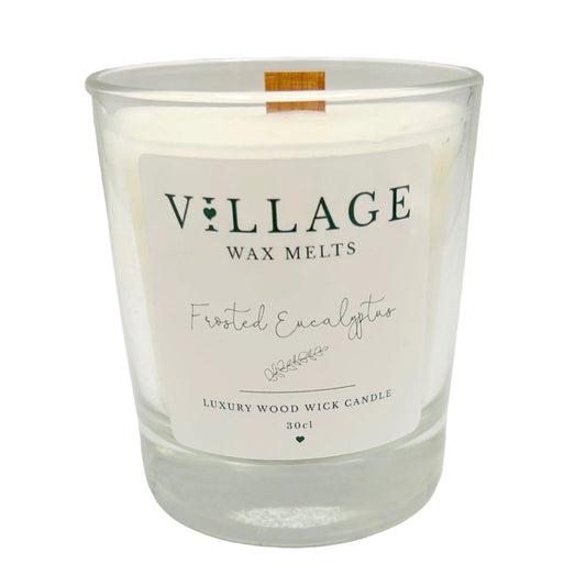 Frosted Eucalyptus Wood Wick Candle 30cl - Village Wax Melts