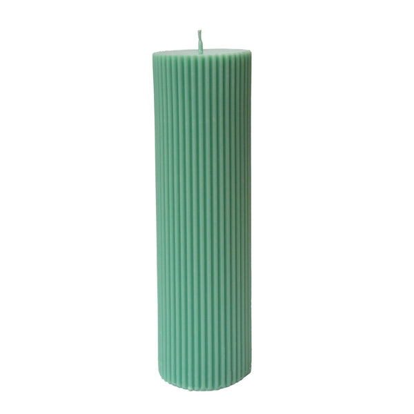Tall Ribbed Pillar Candle Green - Village Wax Melts