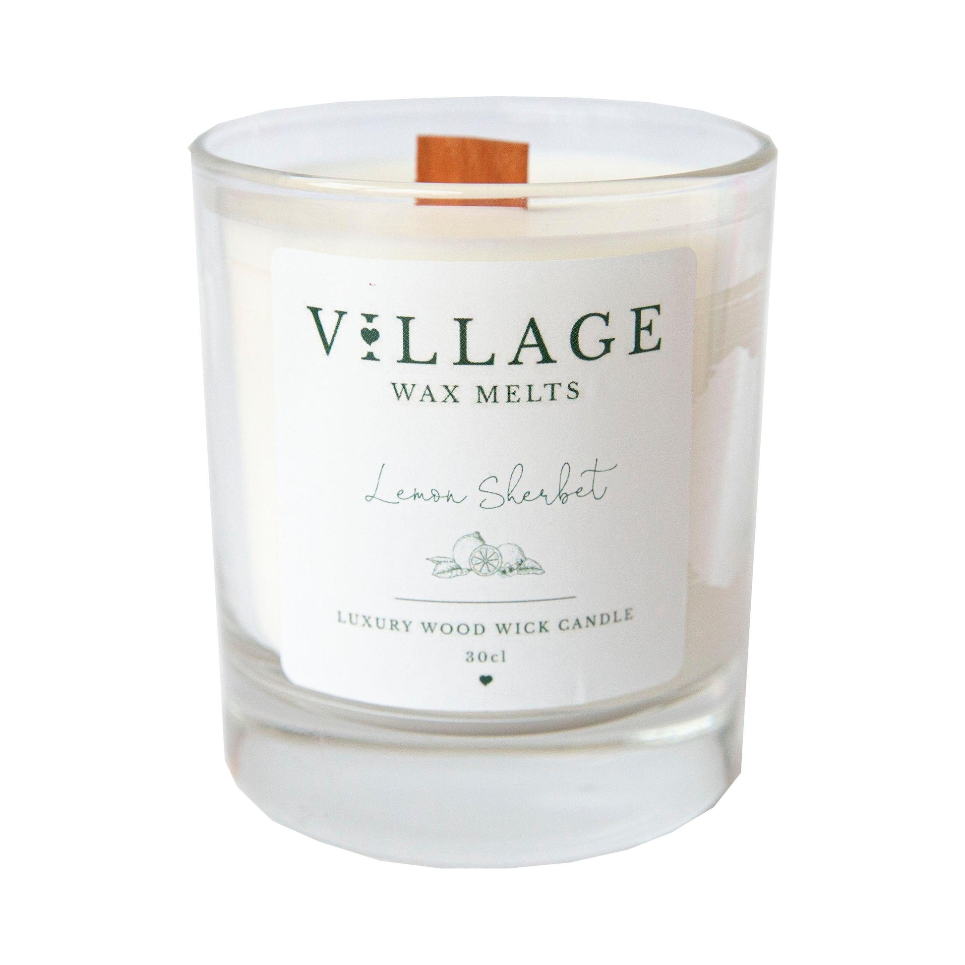 Lemon Sherbet Wood Wick Candle 30cl - Village Wax Melts