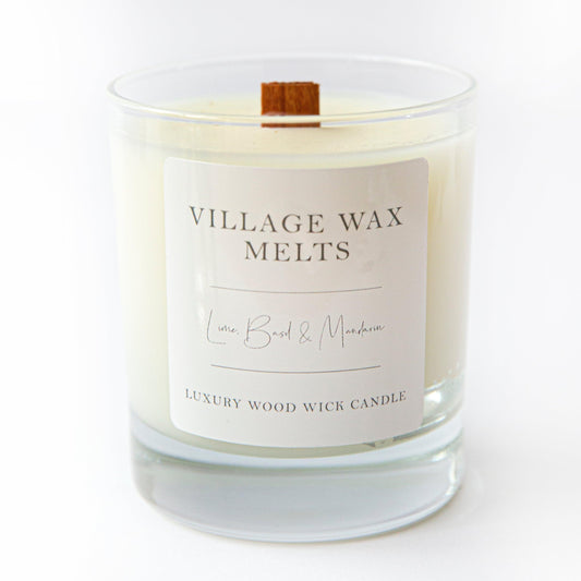 Lime Basil & Mandarin Wood Wick Candle 30cl - Village Wax Melts