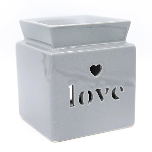 Love Cut Out Ceramic Wax Melt Warmer Grey - Village Wax Melts