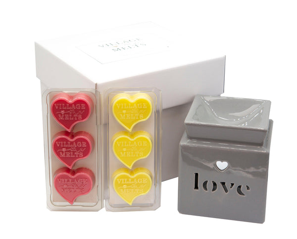 Love Wax Burner Gift Set (Grey) - Village Wax Melts