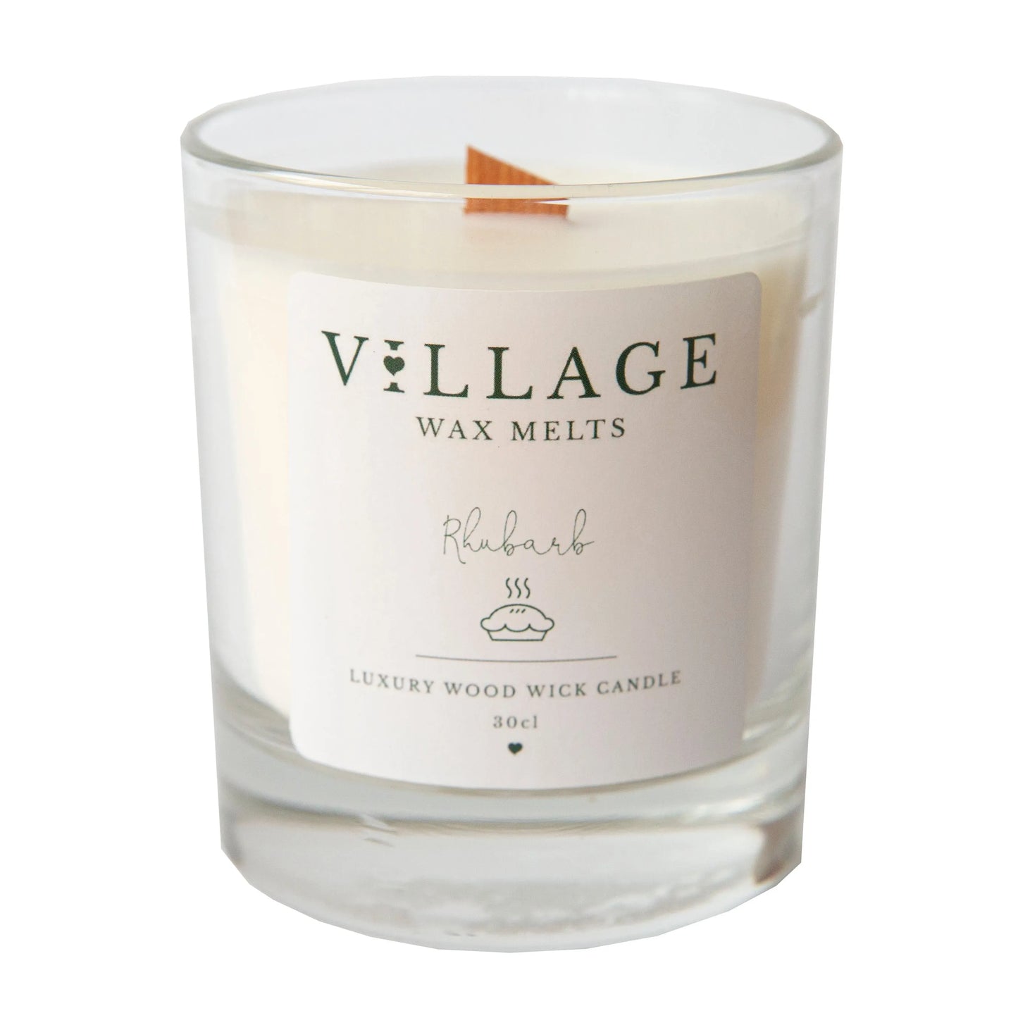 Rhubarb Wood Wick Candle 30cl - Village Wax Melts