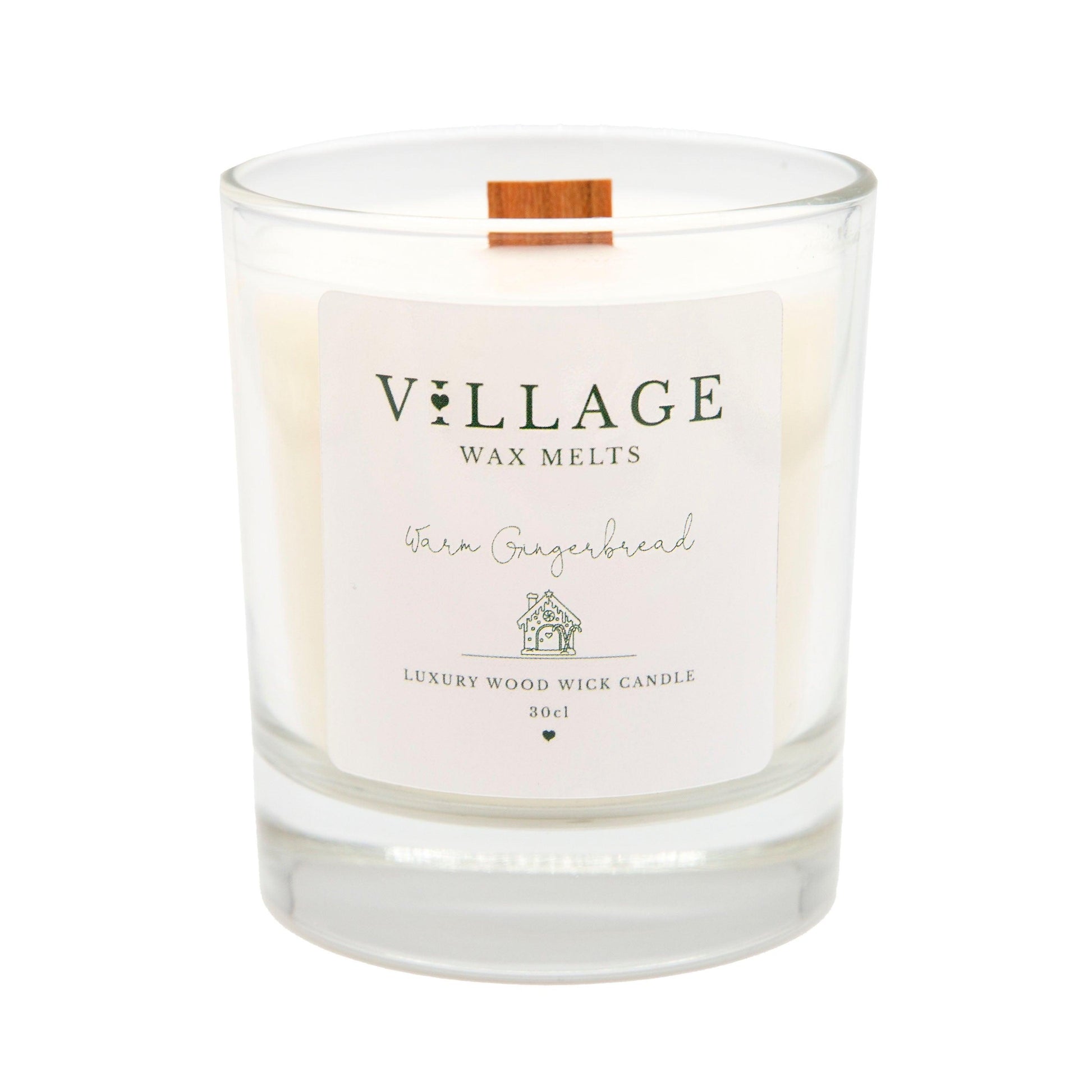 Warm Gingerbread Wood Wick Candle 30cl - Village Wax Melts