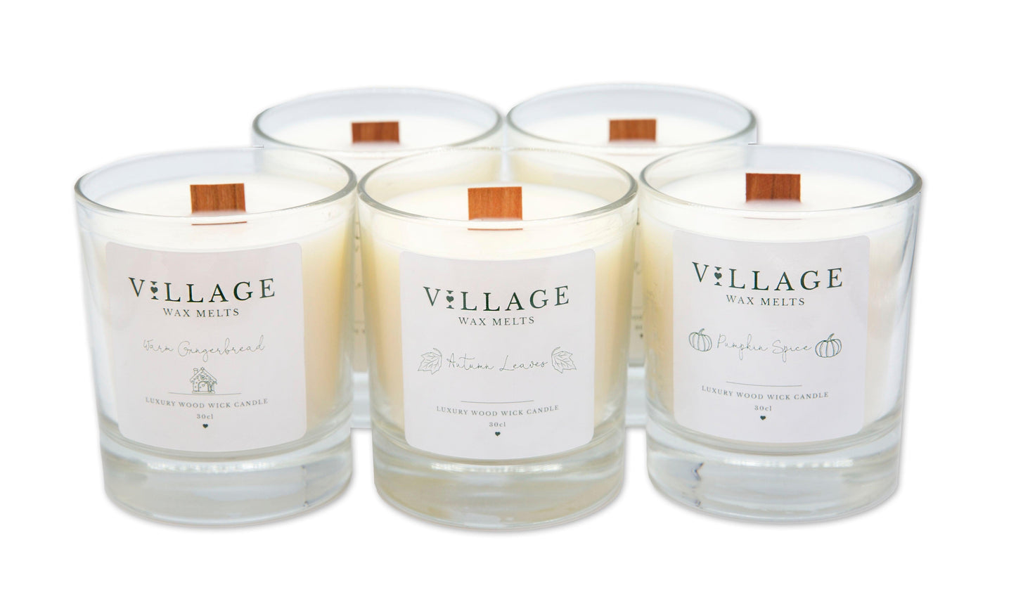 Warm Gingerbread Wood Wick Candle 30cl - Village Wax Melts